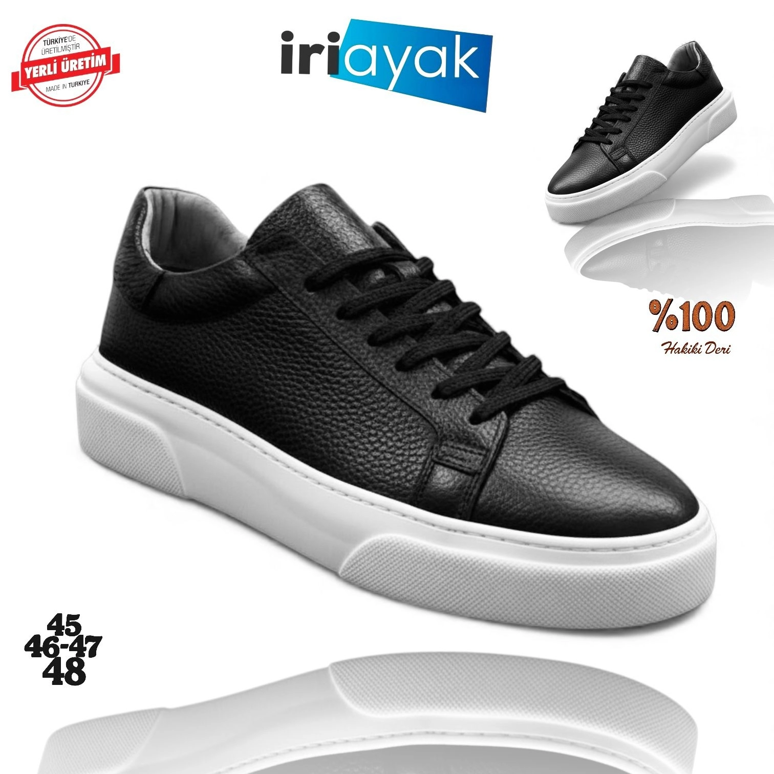 Büyük Numara Hakiki Deri 40-48 / Rahat Taban Casual Ayakkabı / Erkek - Günlük Kullanıma Uygun