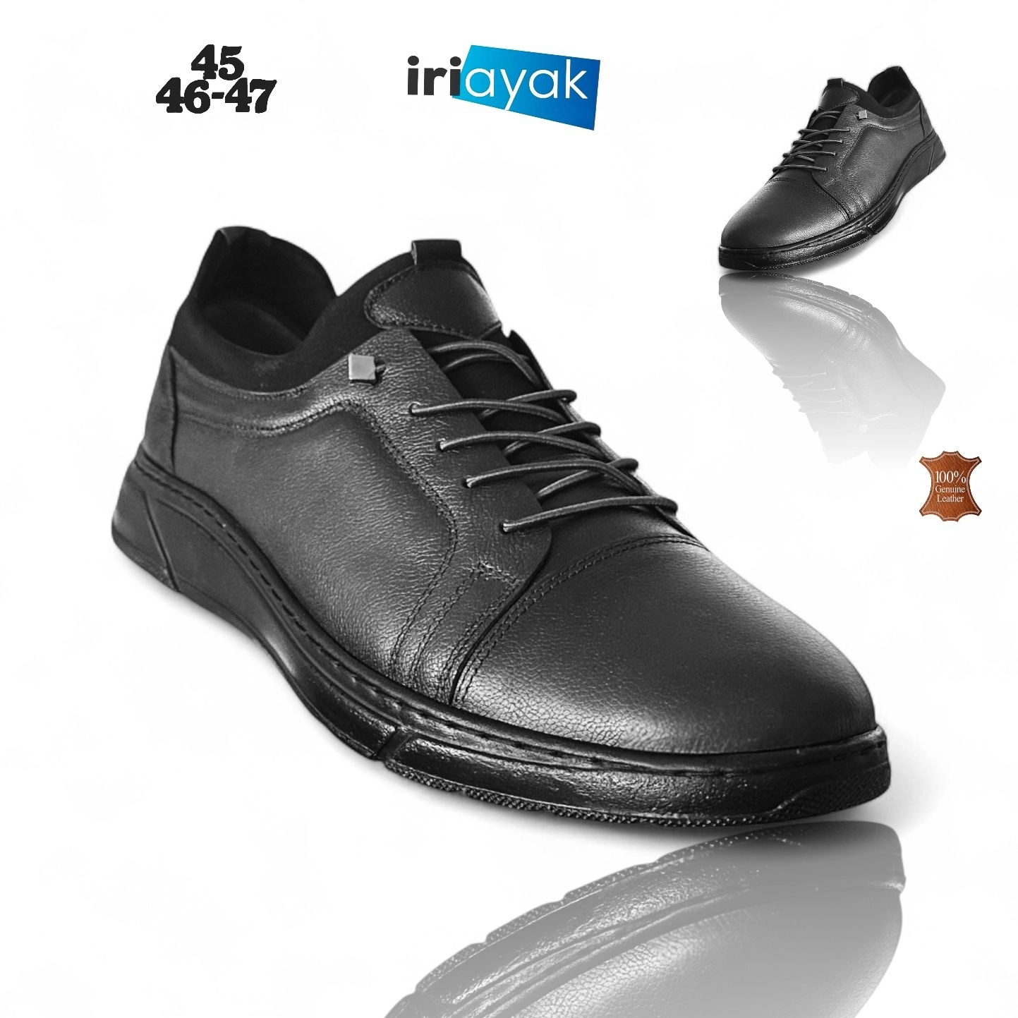 ’’Büyük Numara Hakiki Deri 45-48 / Rahat Taban Casual Ayakkabı / Erkek - Günlük Kullanıma Uygun’’