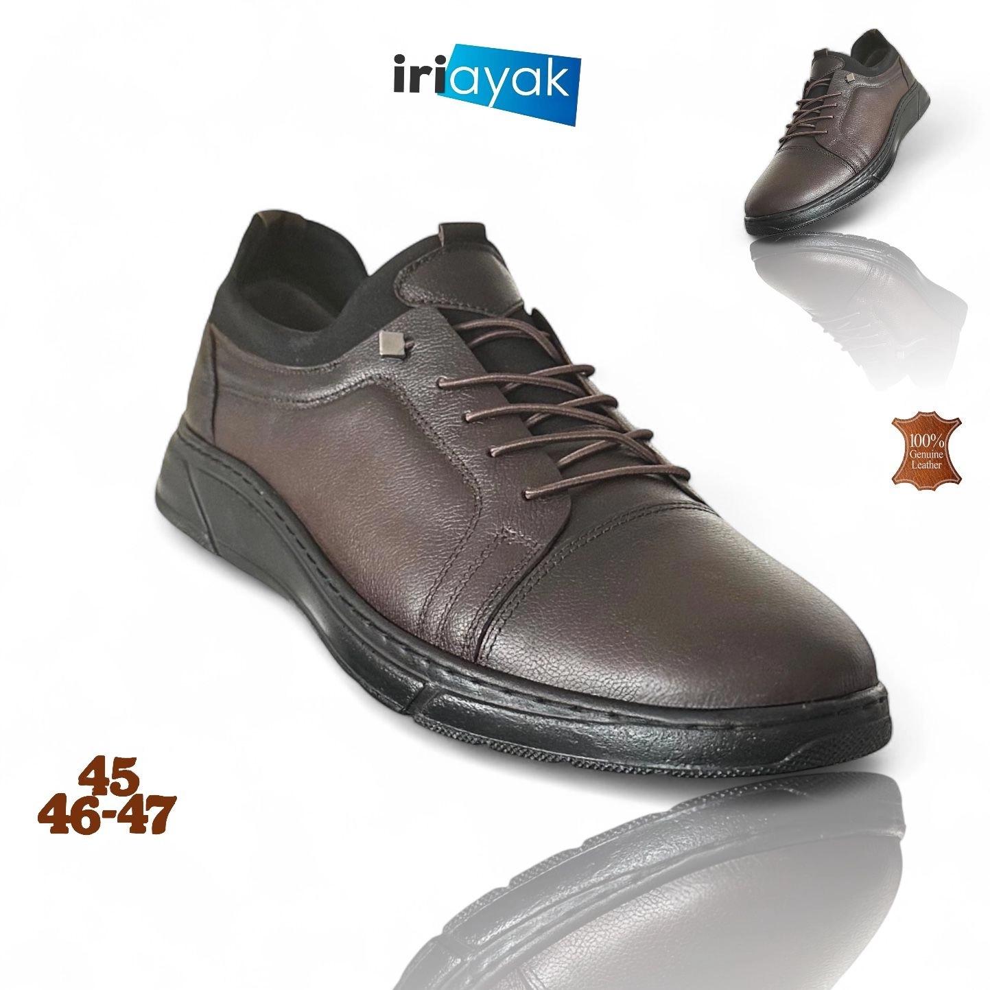 ’’Büyük Numara Hakiki Deri 45-48 / Rahat Taban Casual Ayakkabı / Erkek - Günlük Kullanıma Uygun’’