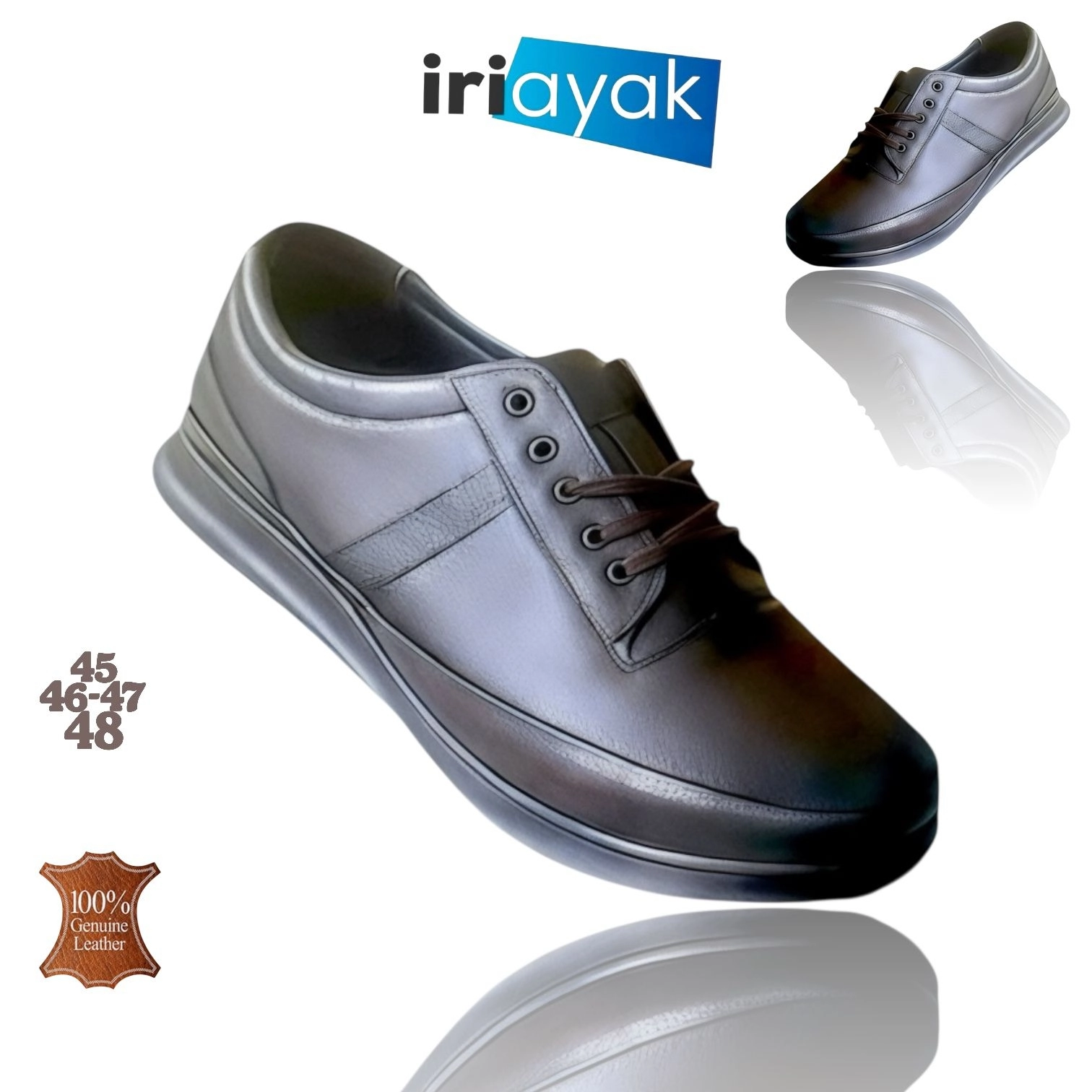 Büyük Numara Hakiki Deri 45-47 / Rahat Taban Casual Ayakkabı / Erkek - Günlük Kullanıma Uygun