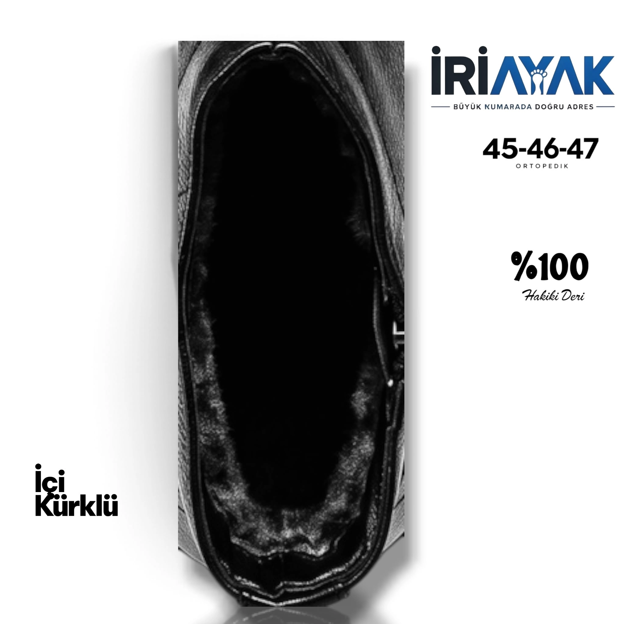 Erkek %100 Hakiki Deri Yandan Fermuarlı Büyük Numara Kışlık Bot 45-46-47