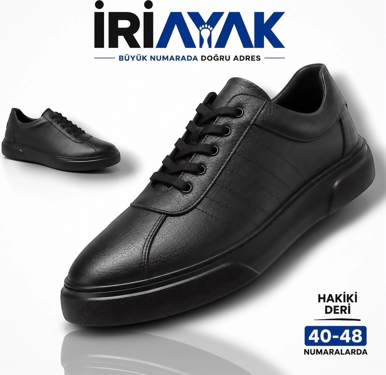 İriayak Büyük Numara Hakiki Deri 40-48 / Rahat Taban Casual Ayakkabı / Erkek - Günlük Kullanıma Uygun
