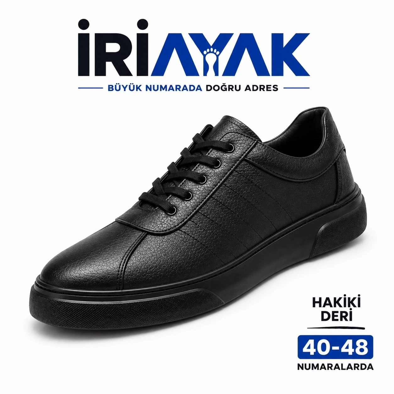 İriayak Büyük Numara Hakiki Deri 40-48 / Rahat Taban Casual Ayakkabı / Erkek - Günlük Kullanıma Uygun