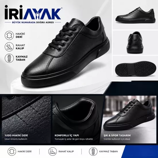 İriayak Büyük Numara Hakiki Deri 40-48 / Rahat Taban Casual Ayakkabı / Erkek - Günlük Kullanıma Uygun