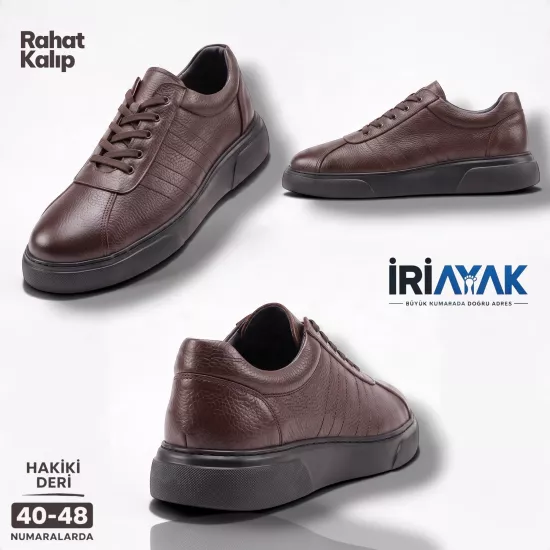 İriayak Büyük Numara Hakiki Deri 40-48 / Rahat Taban Casual Ayakkabı / Erkek - Günlük Kullanıma Uygun