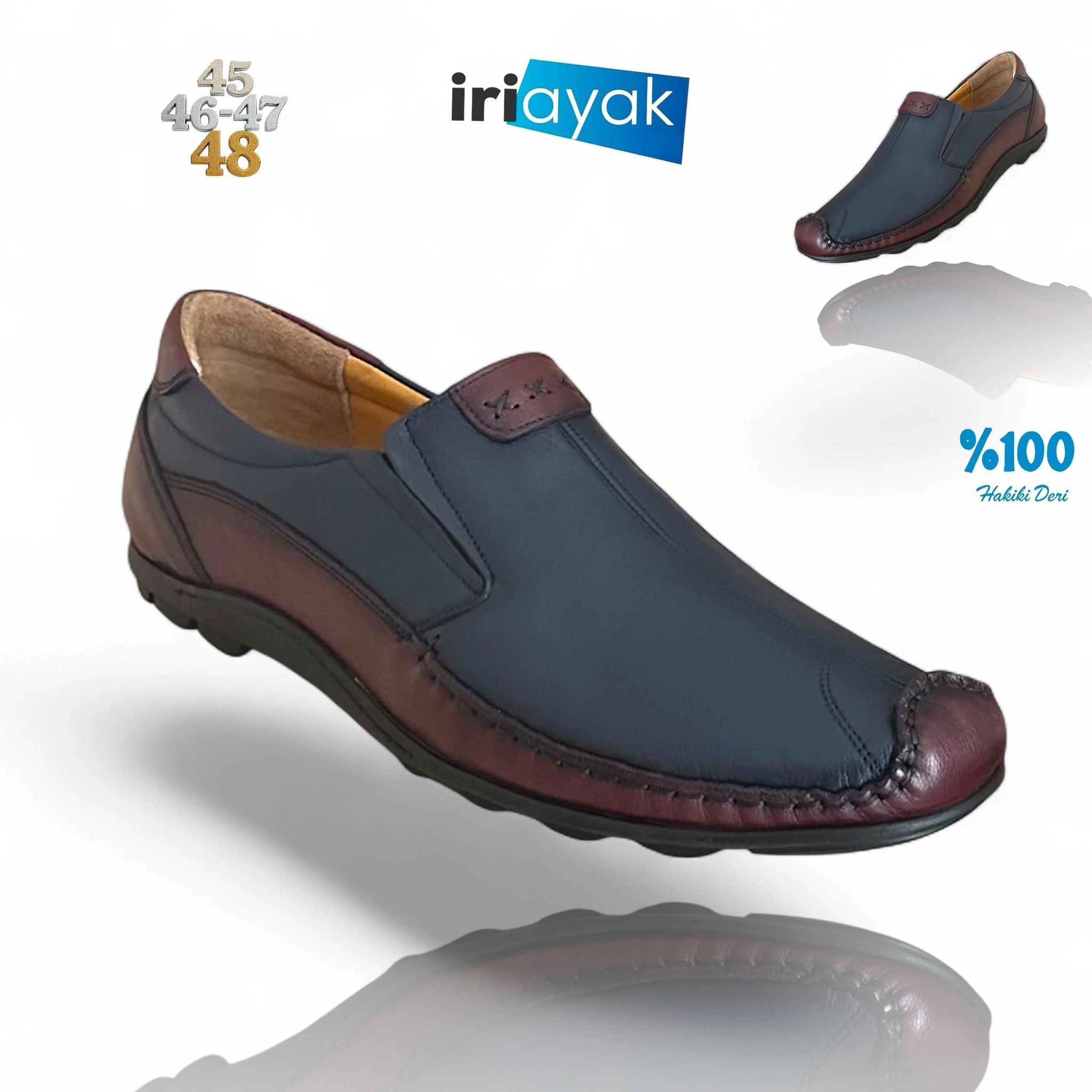 Büyük Numara Duble Hakiki Deri 45-46-47-48 
