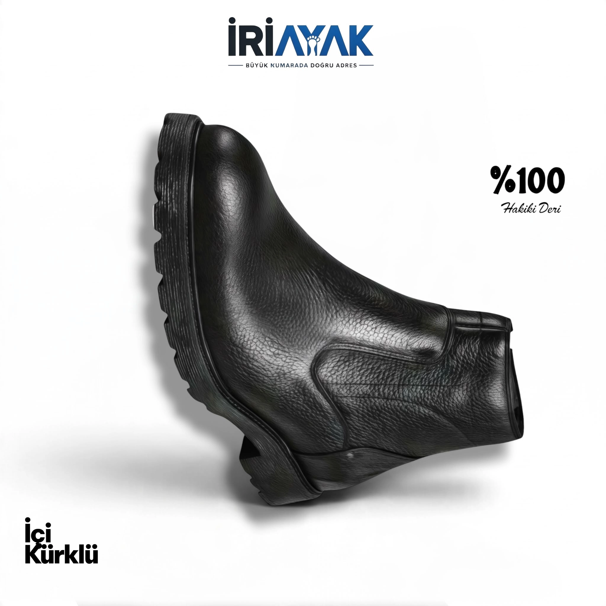Erkek  %100 Hakiki Deri Yandan Fermuarlı Büyük Numara  Kışlık Bot 45-46-47