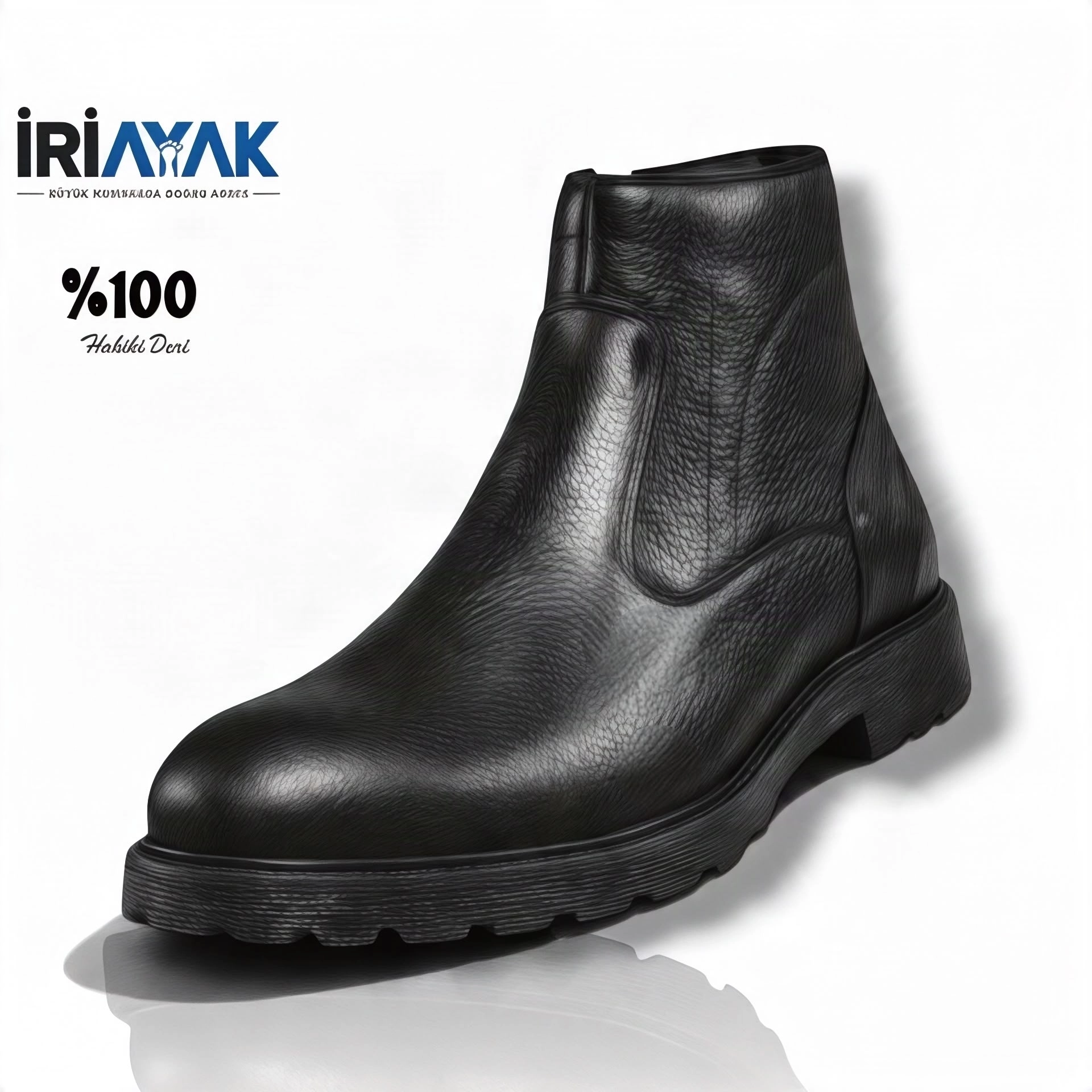 Erkek  %100 Hakiki Deri Yandan Fermuarlı Büyük Numara  Kışlık Bot 45-46-47