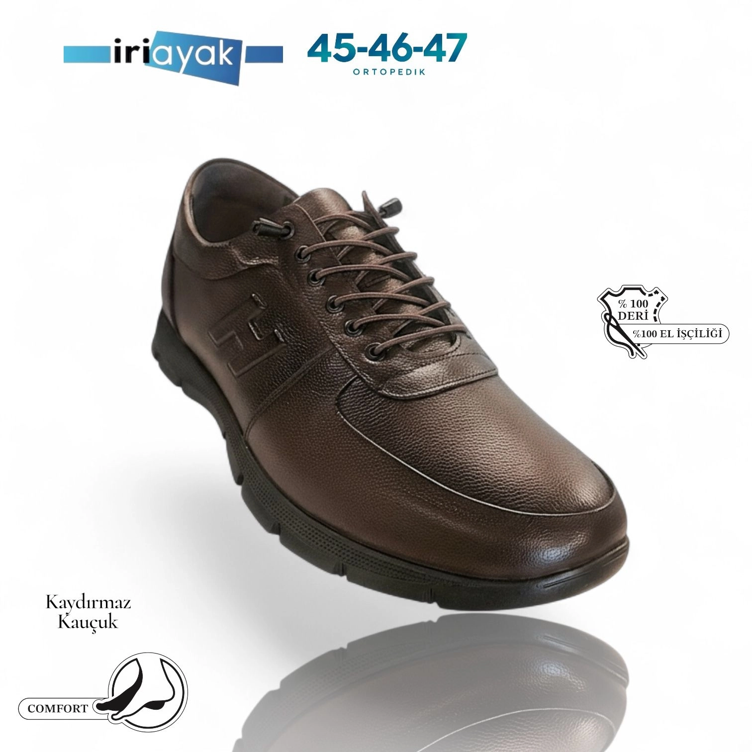 Büyük Numara Hakiki Deri 45-47 / Rahat Taban Casual Ayakkabı / Erkek - Günlük Kullanıma Uygun