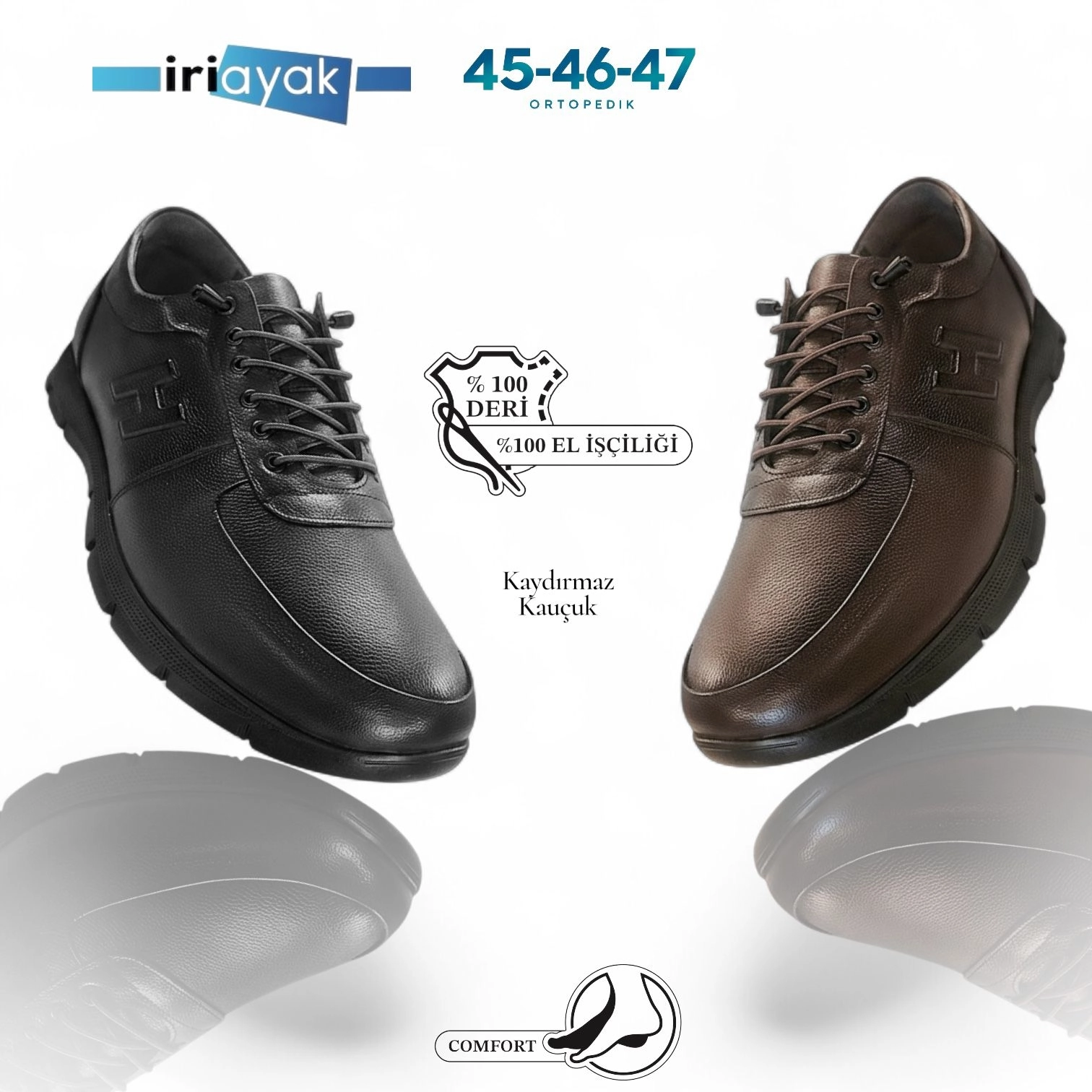 Büyük Numara Hakiki Deri 45-47 / Rahat Taban Casual Ayakkabı / Erkek - Günlük Kullanıma Uygun